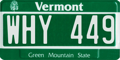 VT license plate WHY449