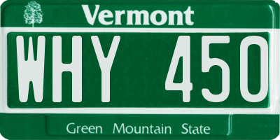 VT license plate WHY450