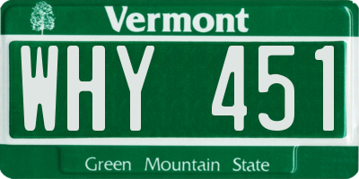 VT license plate WHY451