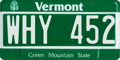 VT license plate WHY452