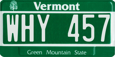 VT license plate WHY457