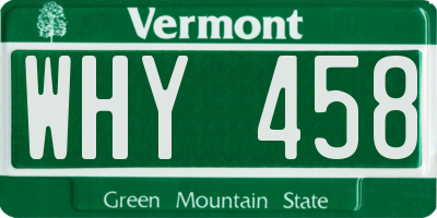 VT license plate WHY458