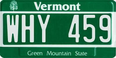 VT license plate WHY459