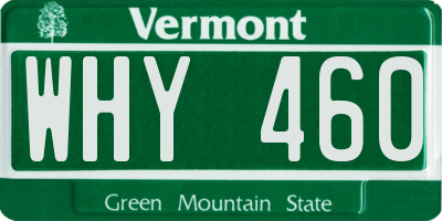 VT license plate WHY460