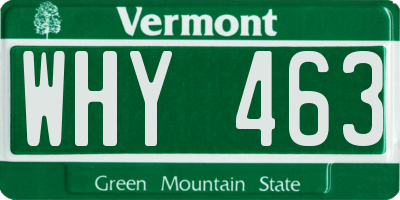 VT license plate WHY463