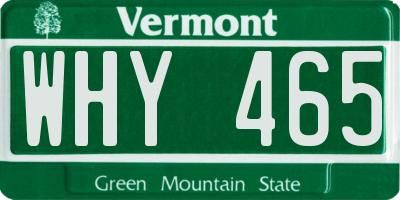VT license plate WHY465