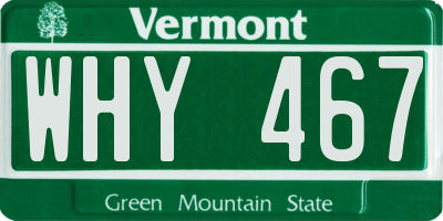 VT license plate WHY467