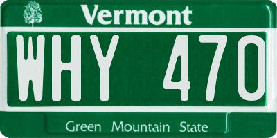 VT license plate WHY470