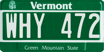 VT license plate WHY472