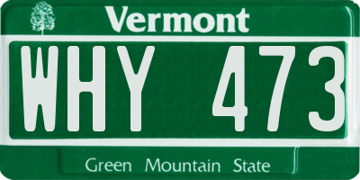 VT license plate WHY473