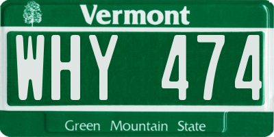 VT license plate WHY474