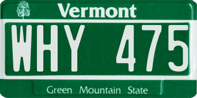 VT license plate WHY475