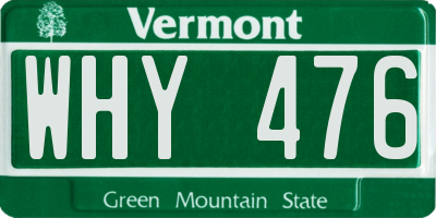 VT license plate WHY476