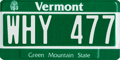 VT license plate WHY477