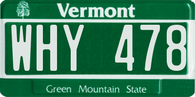 VT license plate WHY478