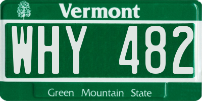 VT license plate WHY482