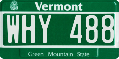 VT license plate WHY488