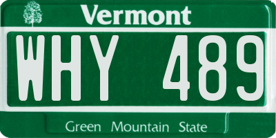 VT license plate WHY489