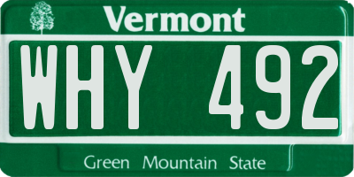 VT license plate WHY492