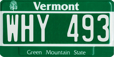 VT license plate WHY493