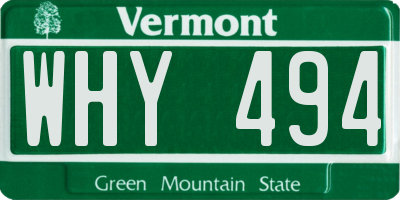 VT license plate WHY494