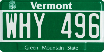 VT license plate WHY496