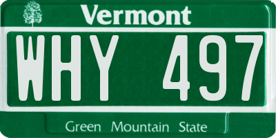VT license plate WHY497