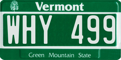 VT license plate WHY499