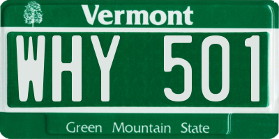 VT license plate WHY501