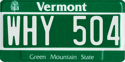 VT license plate WHY504