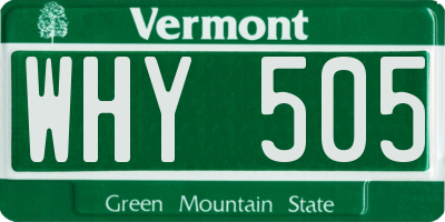 VT license plate WHY505