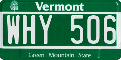VT license plate WHY506
