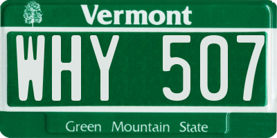 VT license plate WHY507
