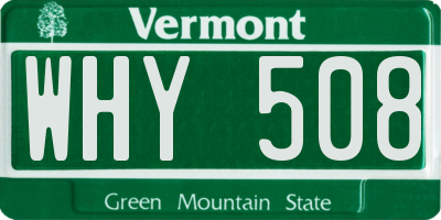 VT license plate WHY508