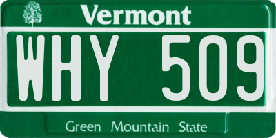 VT license plate WHY509