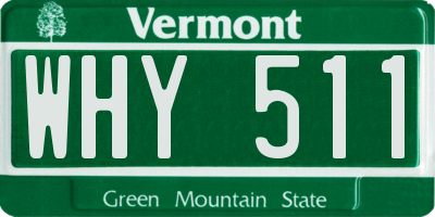 VT license plate WHY511