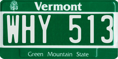 VT license plate WHY513