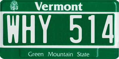 VT license plate WHY514