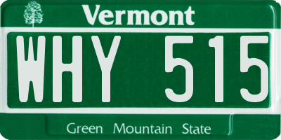 VT license plate WHY515