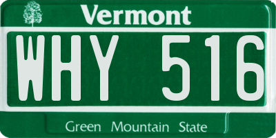 VT license plate WHY516