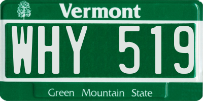 VT license plate WHY519