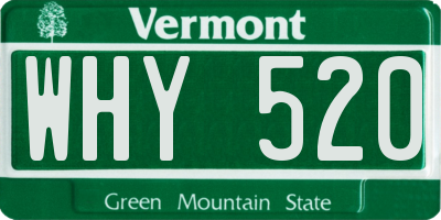 VT license plate WHY520