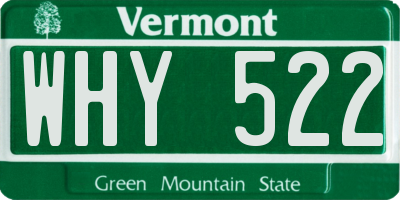 VT license plate WHY522