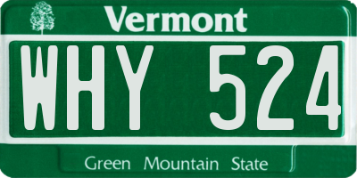 VT license plate WHY524