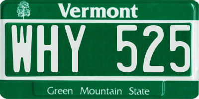 VT license plate WHY525