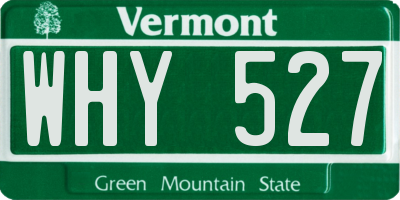 VT license plate WHY527