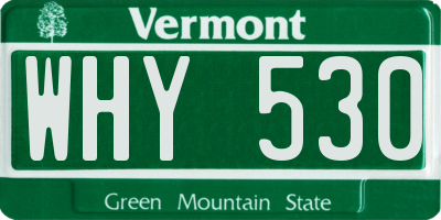 VT license plate WHY530