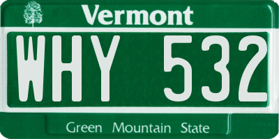 VT license plate WHY532