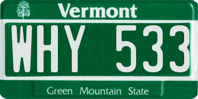 VT license plate WHY533