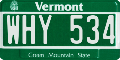 VT license plate WHY534